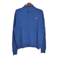 Polo by Ralph Lauren ポロ ラルフローレン コットン ニット セーター ワンポイントロゴ ブルー (メンズ L) 中古 古着 R8945