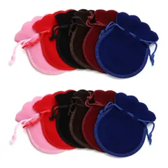 LIKENNY 巾着袋 ベロア調 12枚入り 6色 ジュエリーポーチ アクセサリー保存 多機能 ギフトバッグ 小物入れ ラッピング プレゼント用収納袋