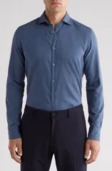 カナーリ メンズ トップス シャツ コットン Canali Solid Cotton ButtonUp Shirt Blue ブルー