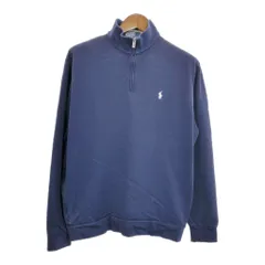 Polo by Ralph Lauren ポロ ラルフローレン ハーフジップ スウェット ワンポイントロゴ ネイビー (メンズ M) 中古 古着 R9807