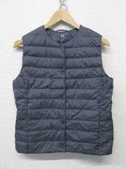 ma0060:UNIQLO（ユニクロ）2019年 ウルトラライトダウンコンパクトベスト（ヘリンボーン）/211-420290/灰/WOMEN'S L