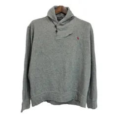 90年代 Polo by Ralph Lauren ポロ ラルフローレン ショールカラー コットン ニット セーター  グレー (メンズ L) 中古 古着 S0355