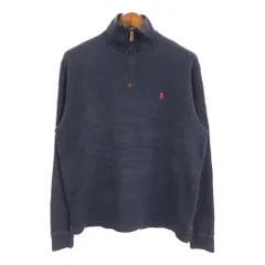 Polo by Ralph Lauren ポロ ラルフローレン ハーフジップ コットン ニット セーター ネイビー (メンズ M) 中古 古着 S2535
