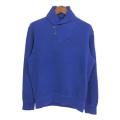 Polo by Ralph Lauren ポロ ラルフローレン ショールカラー コットン ニット セーター ブルー (メンズ M) 中古 古着 S2540