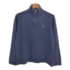 Polo by Ralph Lauren ポロ ラルフローレン ハーフジップ コットン ニット セーター ネイビー (メンズ M) 中古 古着 S2556