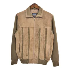 90年代 MERVYN'S スエードレザー ニットジャケット ブラウン (メンズ XL) 中古 古着 S2565