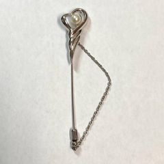 お値下げ不可】14K ホワイトゴールド パール付きピンブローチ 14金 WG