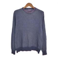 90年代 USA製 CARMEL COLLECTION コットン ニット セーター 総柄 パープル (メンズ M) 中古 古着 S2641