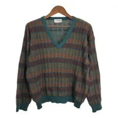 LEWINGER Vネック アクリル ニット セーター 総柄 マルチカラー (メンズ M相当) 中古 古着 S2643