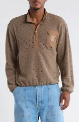 ブレインデッド メンズ アウター パーカー・スウェット モックネック シャツ Brain Dead Hole Mock Neck Sweatshirt Brown ブラウンのサムネイル