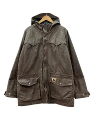 カーハート Carhartt Duck Coverall Jacket ダック カバーオール ジャケット ダブルジップ 裏キルティング 中綿 ワーク アウター 灰 ジャケット ロゴ グレー Mサイズ 104MT-2981