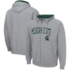 コロシアム メンズ アウター パーカー・スウェット ロゴ Mens Colosseum Heathered Gray Michigan State Spartans Arch Logo 30 FullZip Hoodie Heather Gray グレー