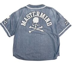 【美品】サイズ【M】マスターマインドジャパン Mastermind JAPAN 26SS／ MJ BASEBALL DENIM SHIRT ／ベースボールデニムシャツ ／MJ26EE1-SH018 8065000232358