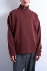 トップマン メンズ アウター パーカー・スウェット ハーフジップ シャツ Topman Heavyweight Oversize Quarter Zip Sweatshirt Brown ブラウンのサムネイル