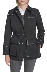 コールハーン レディース アウター ジャケット・ブルゾン コート Cole Haan Hooded Wateresistant Insulated Raincoat Black ブラックのサムネイル