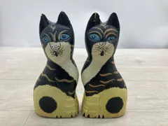 S17 バリ猫 木彫り 置物 小傷あり 長期保管品 現状品