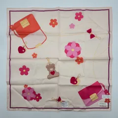 FURLA フルラ ハンカチーフ ミニスカーフ ピンク系 未使用品 #0746-11のサムネイル