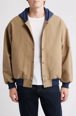 ブリクストン メンズ アウター ジャケット・ブルゾン コットン Brixton Hooded Cotton Canvas Bomber Jacket Khaki Mood Indigo インディゴのサムネイル