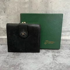【BURBERRY】バーバリー バーバリーズ 無地二つ折り財布 ホースロゴモチーフ レザー メンズ ブラック 黒色 コンパクトウォレット スナップボタンデザイン ヴィンテージ 箱付き