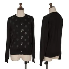 コムコム コムデギャルソンCOMME des GARCONS ウールフロントドットプリントカーディガン 黒Sのサムネイル
