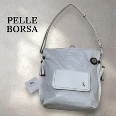 PELLE BORSA ペレボルサ アライブ 3way リュック ショルダー　白　グレー系　リュック　タッセル　チャーム付き
