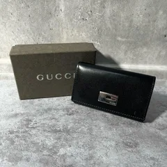 【GUCCI】グッチ 無地キーケース Gロゴモチーフ レザー メンズ イタリア製 ブラック 黒色 キーケース ロゴ金具デザイン 箱付き ギャランティカード付き タグ付き 03308310710