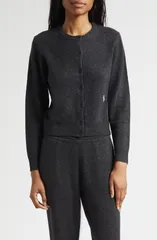 スポーティ アンド リッチ レディース アウター パーカー・スウェット ウール カーディガン Sporty Rich SRC Monogram Crop Cashmere Wool Cardiganのサムネイル