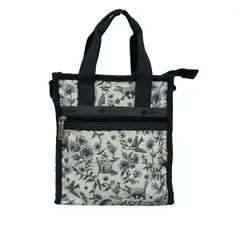 LESPORTSAC(レスポートサック) ハンドバッグ - 白×ダークグレー 花柄/アニマル柄/ミニバッグ