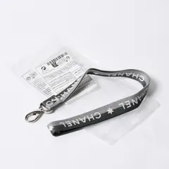 CHANEL シャネル スポーツライン ネックストラップ キーホルダー ココマーク ロゴ グレー シルバー 美品 中古 4b014154