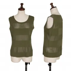 プリーツプリーズPLEATS PLEASE A-POC INSIDE カッティングボーダーメッシュタンクトップ カーキM位のサムネイル