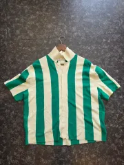 ザラ グリーン/アイボリー ストライプ 半袖 ニット