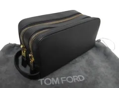 【美品】TOM FORD トムフォード 本革レザー  ダブル ジップ ドップ キット ワンハンドル セカンドバッグ ブラック 黒 ■管理番号L29859YER-260404-30K（1350）のサムネイル