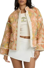 ビラボン レディース アウター ジャケット・ブルゾン キルティング Billabong Folk Story Abstract Oversize Quilted Jacket Sand サンドのサムネイル