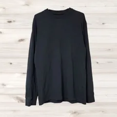 A1529 ユニクロ UNIQLO Tシャツ 長袖 ロンT(M) 黒 無地 綿 Uネック ノーカラー ヒートテック