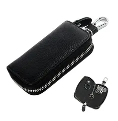 キーケース 本革 メンズ レディース ラウンドファスナー 6連キーフック カラビナ付き スマートキー対応 コンパクト カード入れ