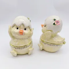 小物入れ 鍵置き 置物 インテリアトレイ オブジェ 殻を被ったひよこ ヒヨコ 可愛い 玄関 鍵 収納ボックス 雑貨 インテリア オシャレ ジュエリーボックス アクセサリーケース ミニサイズ 金属