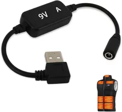 USB変換ケーブル 9V for ワークマン ヒーターベスト 昇圧 ウィンドコア 電熱ベスト 変換アダプター USBブーストケーブル 防寒ベスト/ヒーターパンツ