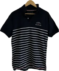  【美品】TOMMY HILFIGERトミーヒルフィガー　ポロシャツ　トップス　ネイビー　メンズ　Lサイズ【ZY11】