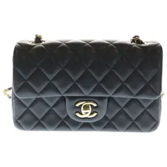 CHANEL (シャネル) ミニ マトラッセ20 シングルフラップ シングルチェーンショルダーバッグ ブラック ラムスキン ゴールド金具 A69900
