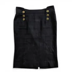 美品　VERSACE　ヴェルサーチ　美シルエット　スカート　タイト　メデューサボタン　ゴールドボタン　チャコール　サイズ22/36　ポリエステルのサムネイル