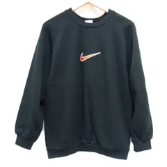 90s☆NIKE ナイキ USA製 クルーネック スウェット トレーナー メンズ ヴィンテージ メンズ ブラック スウッシュ刺繍