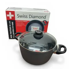 スイスダイヤモンド　鍋 スイスダイヤモンド SwissDiamond ＃6824蓋付両手鍋24cm【送料無料