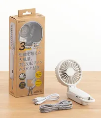 リズム(RHYTHM) ハンディファン ライトグレー (オフホワイト) 2025 大風量 静音 3WAY (手持ち 首掛け 卓上) 風量5段階 Type-C対応 カラビナ＆ストラップ付き 小型 携帯扇風機 Silky Wind Mobile 3.2