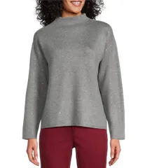 ジョーンズニューヨーク レディース アウター ニット・セーター スタンドネック Jones New York Heat Set Funnel Neck Long Sleeve Sweater Smoked Heather ヘザー