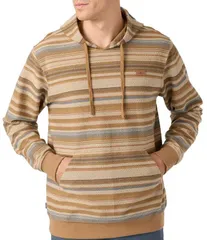 オニール メンズ アウター パーカー・スウェット パイル ONeill Barvaro Striped Long Sleeve French Terry Hoodie Darkhaki カーキ