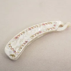 アッカ ビジュー ストーン バナナクリップ ホワイト シェル模様/25-3634