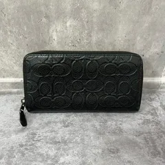 【COACH】コーチ シグネチャー柄長財布 シグネチャーモチーフ レザー メンズ ブラック 黒色 ラウンドファスナー長財布 エンボスロゴデザイン 型番C1226