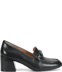 ソフト レディース シューズ パンプス レザー ローファー ヒール Sofft Casandra Leather Block Heel Bit Buckle Loafer Pumps Black ブラック