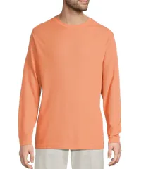ラウンドトゥリーアンドヨーク メンズ トップス シャツ クルーネック Roundtree Yorke Long Sleeve Solid Waffle Crewneck Pullover Orange オレンジ