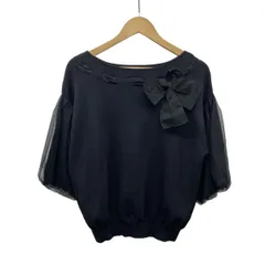 Rose Tiara(ローズティアラ) 七分袖セーター サイズF レディース美品  黒 リボン